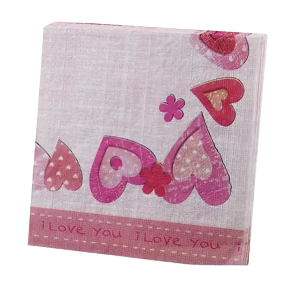 Pink Hearts Printed Supply For Girls Party Napkins Creative