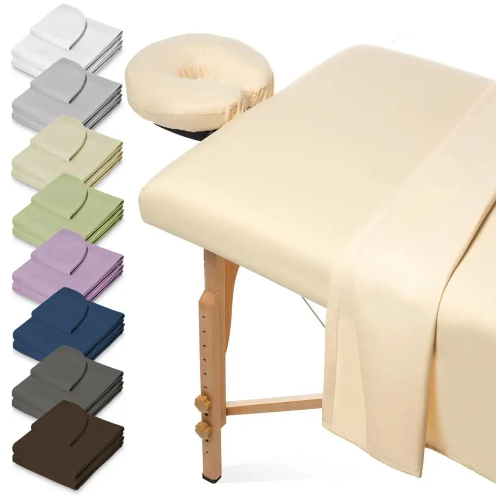 Factory Wholesale Solid Color 3pcs Microfiber Massage Table Sheet Set