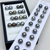Muses Jewels - Grande réduction - Perles de Tahiti noires naturelles - Perles d'eau de mer - 9 mm-12 mm - Paire assortie pour la fabrication de bijoux - Perlas Naturales