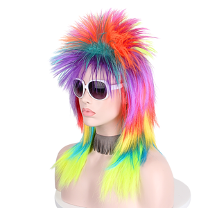 Divertidos Disfraces Punk Rocker Arcoíris para Hombres y Mujeres, Talla Pequeña, <span class=keywords><strong>Peluca</strong></span> con Púas, Pelucas Afro Sintéticas Lisas - Product Image 2