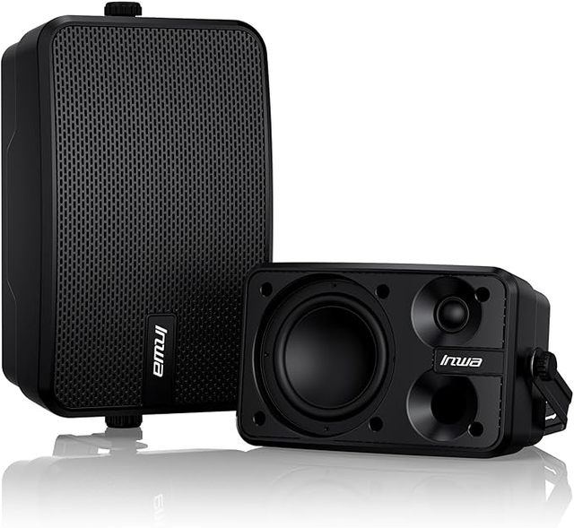 Inwa Outdoor Bluetooth Speakers40W Active Passive Wall Mount Speaker Waterproof Wireless Indoor/Outdoor Stereo Sound Set W/Aux