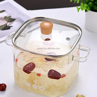 Mini-cocotte carrée en verre borosilicate haute résistance – Résistante à la chaleur pour cuisson sur cuisinière, idéale pour nouilles et petits repas