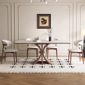 Đồ Nội Thất Bắc Âu Gia Đình Căn Hộ Nhỏ Hiện Đại Rắn Gỗ Thân Thiện Với Môi Hình Chữ Nhật Bàn Ăn Và Ghế Đặt - Product Image 1