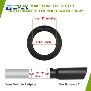 Embout de silencieux d'échappement universel en acier inoxydable de 3 po d'entrée à 4 po de sortie, 15 po de long, avec collier de fixation pour tuyau d'échappement de voiture - Product Image 3