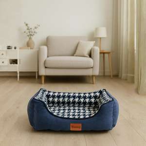 Cuccia per Animali Yommy, Design Pied-de-Poule, Morbida e Calda, Base Antiscivolo, Taglia Media - Product Image 5