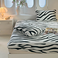 Nouveau protège-matelas en polaire imprimé zèbre, ensemble de 3 pièces, antibactérien, perméable à l'air, écologique, lavable en machine, luxe hôtelier