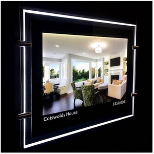 Présentoir LED pour agents immobiliers : Panneau de menu suspendu/plaqueau de table, boîte à lumière LED en cristal pour affichage de photos et publicité en vitrine - Product Image 1