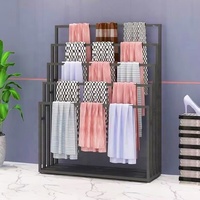 Châle suspendu personnalisé pour magasin, foulard en soie, foulard, tapis, rideau en tissu textile, présentoir en métal sur pied