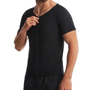 Entraînement Gym Wear <span class=keywords><strong>Sauna</strong></span> Suits Running Full Zip up Crew Neck Slim Fit Compression <span class=keywords><strong>T</strong></span>-shirts pour hommes - Product Image 5