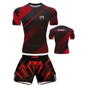 Completo da Allenamento Unisex Venom UFC <span class=keywords><strong>T</strong></span>-<span class=keywords><strong>Shirt</strong></span> e Pantaloncini ad Alta Elasticità Asciugatura Rapida Traspirante <span class=keywords><strong>Boxe</strong></span> Libera Muay Thai Abbigliamento Arti Marziali con Logo Frontale - Product Image 2