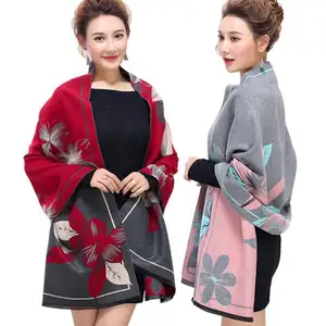 2023 Factory Boutique Manufacturing Cashmere Cotton Women Autumn And Winter New Style Shawl Purple Jacquard Scarf