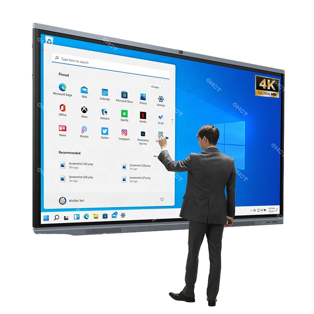 Hot Selling 4K 55 Inch LED Display Interactive Board Smart Touch Screen Monitor in Black for Educational Training Whiteboard