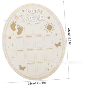 New cross-border creative wooden craft newborn <b>first</b> <b>year</b> milestone <b>photo</b> <b>frame</b> display growth commemorative plaque - Product Image 5