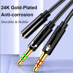 DAJIANG OEM Customized 3.5mm Female to 2 Dual 3.5mm Male <strong>Headphone</strong> Mic Audio <strong>Adapter</strong> <strong>Y</strong> Splitter Cable for <strong>Headphone</strong>