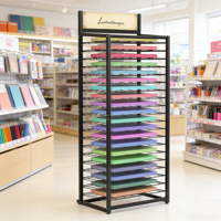 Présentoir sur pied à 20 niveaux pour papiers peints avec plateaux en fil métallique
