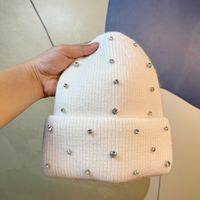 Chapeau en tricot jacquard d'hiver pour femmes, bouton, mélange de poils de lapin, cache-tête respirant, imperméable, nouvelle version coréenne tendance