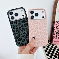 Étui de téléphone portable en cuir PU à imprimé léopard tendance pour iPhone 17 Air 16 15 14 13 Pro Max, coque antichoc avec dos givré