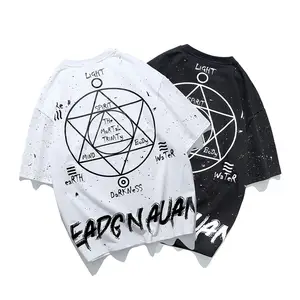 맞춤 단어 반지 t 셔츠 도매 코튼 티셔츠 Hexagram 매력 도매 인쇄 무료 옷 샘플 별이 빛나는 하늘