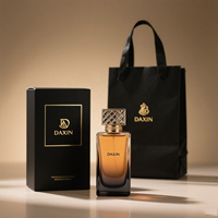 Conception personnalisée Rectangle de luxe Transparent Premium Flacon en verre 50ml 100ml Bouteille de parfum vide noire à sertir avec bouchon doré