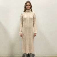 Robe longue en maille côtelée rouge de haute qualité pour femme, personnalisable OEM & ODM, collection Gillian Midi, vente en gros