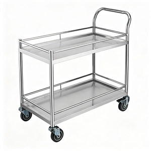 Chariot de service à boissons en acier inoxydable à 3 niveaux, chariot à vin roulant, chariot de bar mobile avec étagères de rangement pour hôtel - Product Image 1