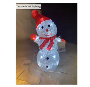 white acrylic led christmas light Modeling motif Light baby snowman waving hand and head 3D realistic 30cm holiday lights