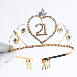 Couronne de cheveux en forme de cœur rose pour anniversaire de 16, 18, 21, 30 ans, bijoux de cheveux pour fête d'anniversaire - Product Image 2