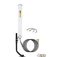 Système d'antenne 4G LTE/5G omnidirectionnelle extérieure 2x2 MIMO avec connecteurs F et TS9, câble de 5 mètres/poteau de montage (kit complet)