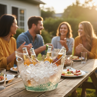 Bacs à champagne en plastique avec logo personnalisé, contenants pour boissons, seaux à glace pour vin pour les fêtes