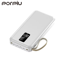 PORPIU Vente en gros 20000mAh Power Bank Chargeur portable Affichage LED Interface d'entrée Prix bas pour iPhone Android