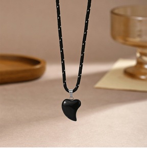 नई क्रॉस बॉर्डर प्राकृतिक एगेट प्यार पेलेंट हार समायोज्य ब्रेडेड रस्सी के साथ - Product Image 2