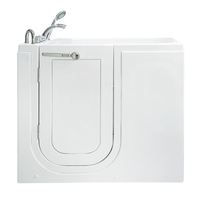 Baignoire autoportante moderne en acrylique sans obstacle, avec jets d'air et hydromassage, accessible aux personnes handicapées