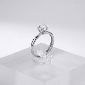 Anello da <span class=keywords><strong>Donna</strong></span> Classico in <span class=keywords><strong>Argento</strong></span> Sterling 925 con Moissanite Solitario VVS da 6mm, Regolabile, Gioielli all'Ingrosso - Product Image 5