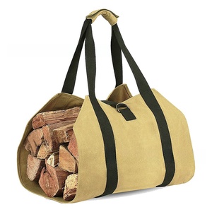 Sac de rangement pour bois de chauffage en <span class=keywords><strong>toile</strong></span> enduite de cire, sac de transport portable pour bois d'extérieur, sac à main multifonctionnel pour bois de chauffage, modèle - Product Image 1