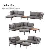 Ensemble de canapés modulaires d'extérieur modernes en aluminium, canapé de jardin sectionnel, mobilier de patio pour hôtel de luxe