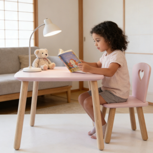 Ensemble table et chaises pour enfants en forme de cœur rose - <span class=keywords><strong>Bureau</strong></span> d'étude pour bébé, <span class=keywords><strong>bureau</strong></span> d'écriture pour salon, <span class=keywords><strong>petit</strong></span> <span class=keywords><strong>bureau</strong></span> de jeu pour tout-petits, dessin animé - Product Image 3