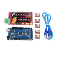 Contrôleur d'imprimante 3D MEGA2560 R3 RAMPS 1.4 avec 4 pilotes de moteur pas à pas A4988, dissipateur thermique, câble USB et circuit intégré