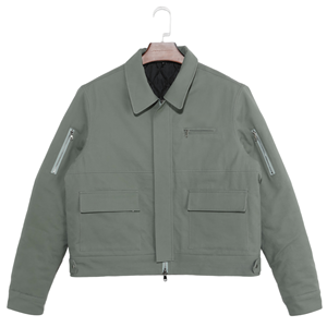 سترة شتوية للرجال من القطن 100٪ بأسلوب ملابس العمل مع جيبين مقاومة للرياح وقصيرة بسحاب ومبطن - Product Image 1