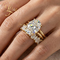 Bague de fiançailles en diamant de laboratoire certifié IGI VVS, sur mesure, en argent 925, diamant ovale créé en laboratoire, ensemble de bagues de mariage pour couple, bijoux