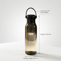 Bouteille Tritan transparente réutilisable de 600 ml avec poignée, isolation thermique 0-6 heures, compatible lave-vaisselle, pour boire directement, écologique, unisexe