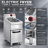 Friteuse électrique professionnelle 1 cuve 1 panier avec armoire en acier inoxydable robuste pour restaurant et cuisine