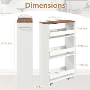 Organizador de estantería de madera delgada de 4 niveles con mango Islas de cocina y carros Carro de almacenamiento rodante estrecho de 4 niveles para lavadora secadora - Product Image 3