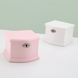 Nouvelle boîte à musique de luxe rose sur mesure avec serrure pour collection de bijoux (colliers, boucles d'oreilles, bracelets, bagues) pour femmes et filles - Product Image 5