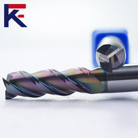 Fraise enduite DLC colorée à finition lisse KF pour carbure d'aluminium 3 cannelures fraise en bout outil de coupe à rainure en U mèches de routeur CNC
