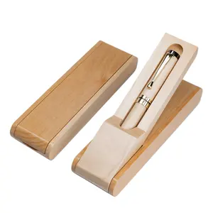 थोक अनुकूलन शीर्ष विक्रेता कस्टम लोगो लकड़ी की कलम बॉक्स फाउंटेन पेन पेंसिल केस उपहार बॉक्स के लिए व्यापार
