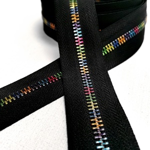 Multi Color rainbow Teeth Metal Zipper Long <strong>Chain</strong> by Roll