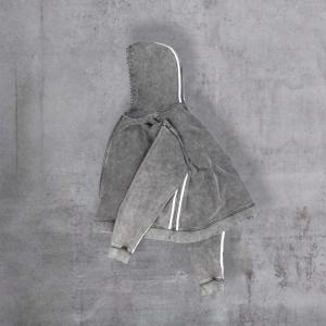 Sudaderas con Capucha para Hombre, Corte Cuadrado, con Rayas, Estilo Vintage, Lavado Ácido, con Cremallera, Desgastadas - Product Image 4