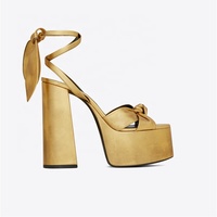 Sandales à plateforme à talons hauts de luxe pour femmes Chunky Bowknot Design avec sangles croisées Chaussures d'été à lacets avec semelle intérieure en caoutchouc