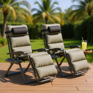 Conjunto de Sillas Reclinables Plegables para Exteriores Zero Gravity con Cojín y Reposacabezas, Color Gris, Modelo D0100X35MK2 - Product Image 2