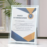 Cadre photo en cristal en gros d'usine cadre de licence de cadre de certificat de brevet A4